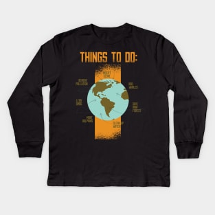 Save the planet - environment green Kids Long Sleeve T-Shirt